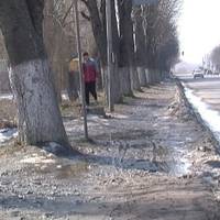 Луцьких тротуарів не видно під болотом (ВІДЕО)